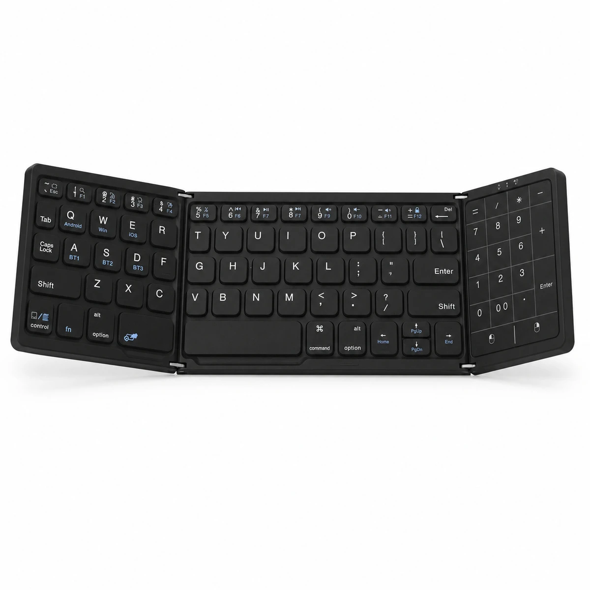 Selainda 2689 Foldable Bluetooth 5.0 Wireless Keyboard with Numeric Keypad and USB-C Charging