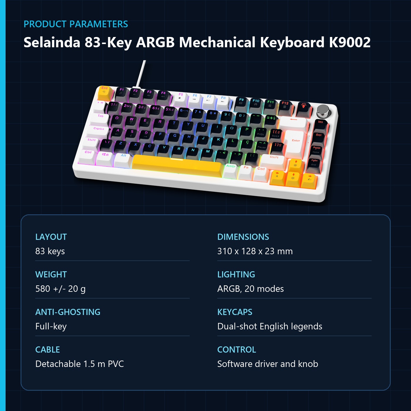 Selainda 83-Key ARGB Mechanical Keyboard K9002