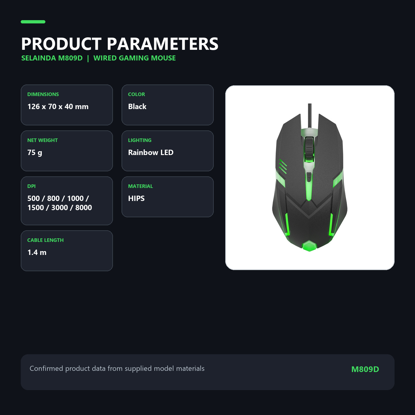 Selainda 8000 DPI Rainbow Gaming Mouse M809D