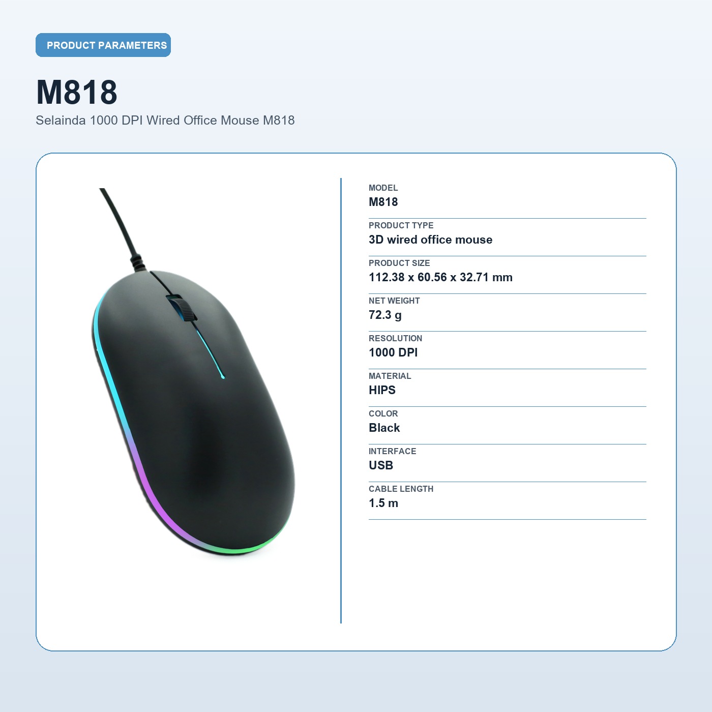 Selainda 1000 DPI Wired Office Mouse M818