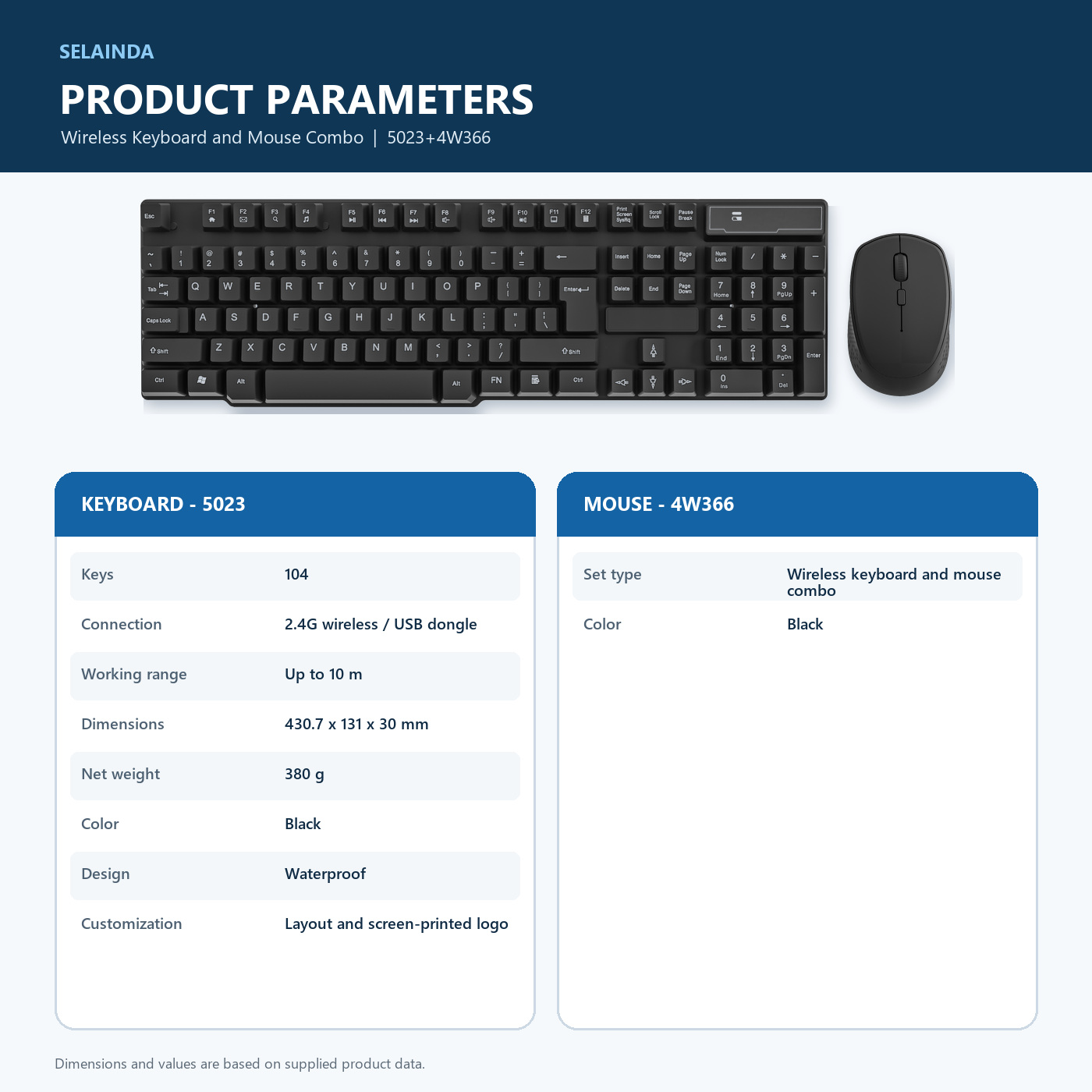 Selainda 2.4G Wireless office Keyboard 5023