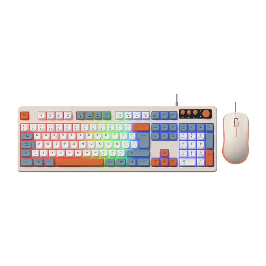 Selainda Wired Rainbow Backlit Keyboard and Mouse Combo 7B18+M006