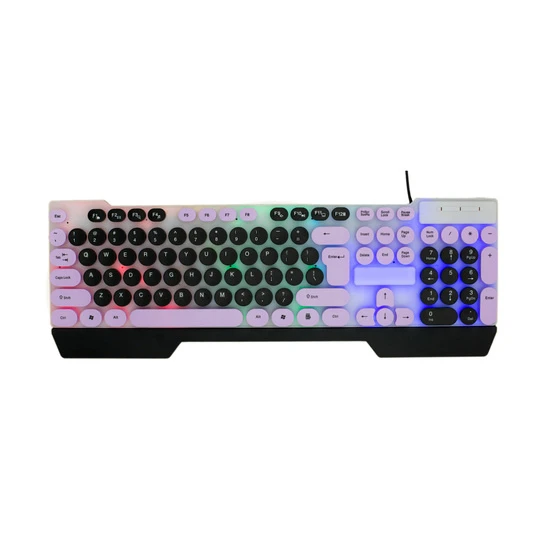 Selainda Keyboard Rainbow Backlit & Programmable Keys Round-Key Design for Gaming & Office 7375