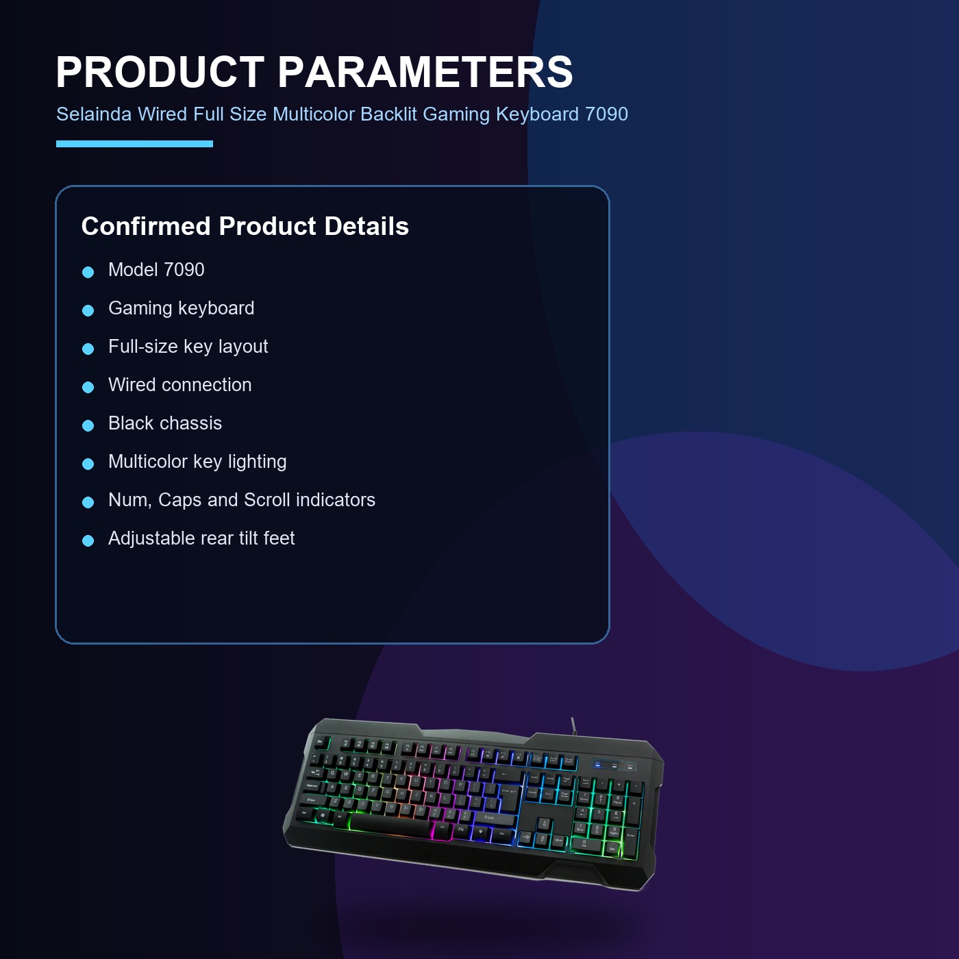 Selainda Wired Full Size Multicolor Backlit Gaming Keyboard 7090
