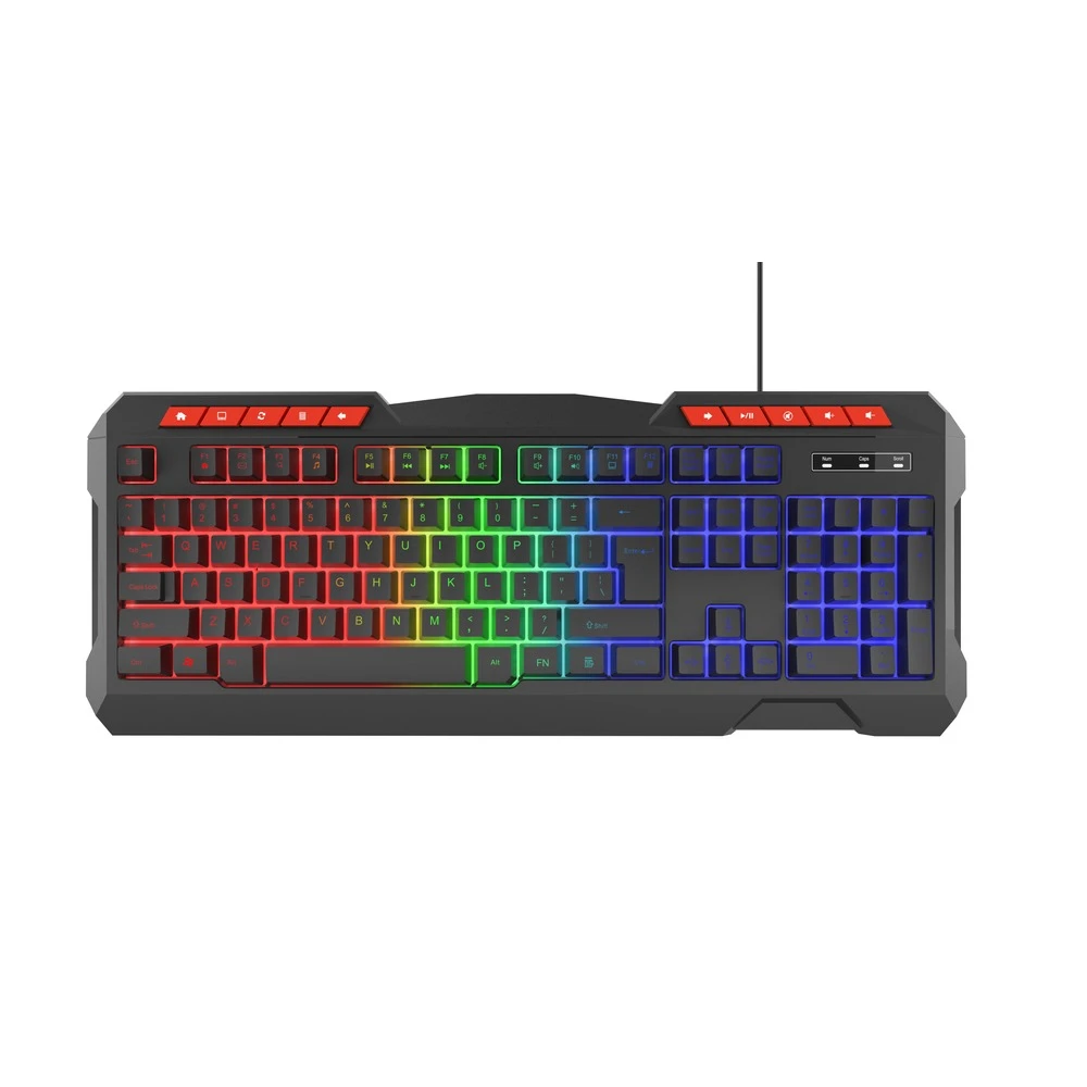 Selainda 104-Key Wired Rainbow LED Gaming Keyboard with Hotkeys 7091
