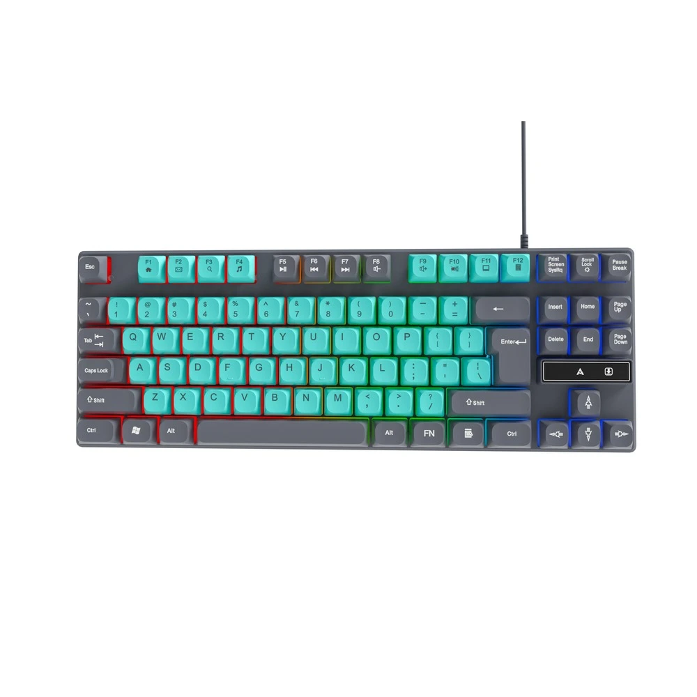 Selainda 87-Key Wired Rainbow LED Gaming Keyboard in Mixed Colors 7B48
