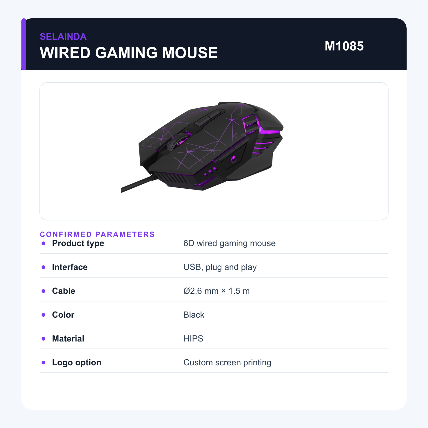 Selainda 6D USB Wired Gaming Mouse with Custom Logo M1085