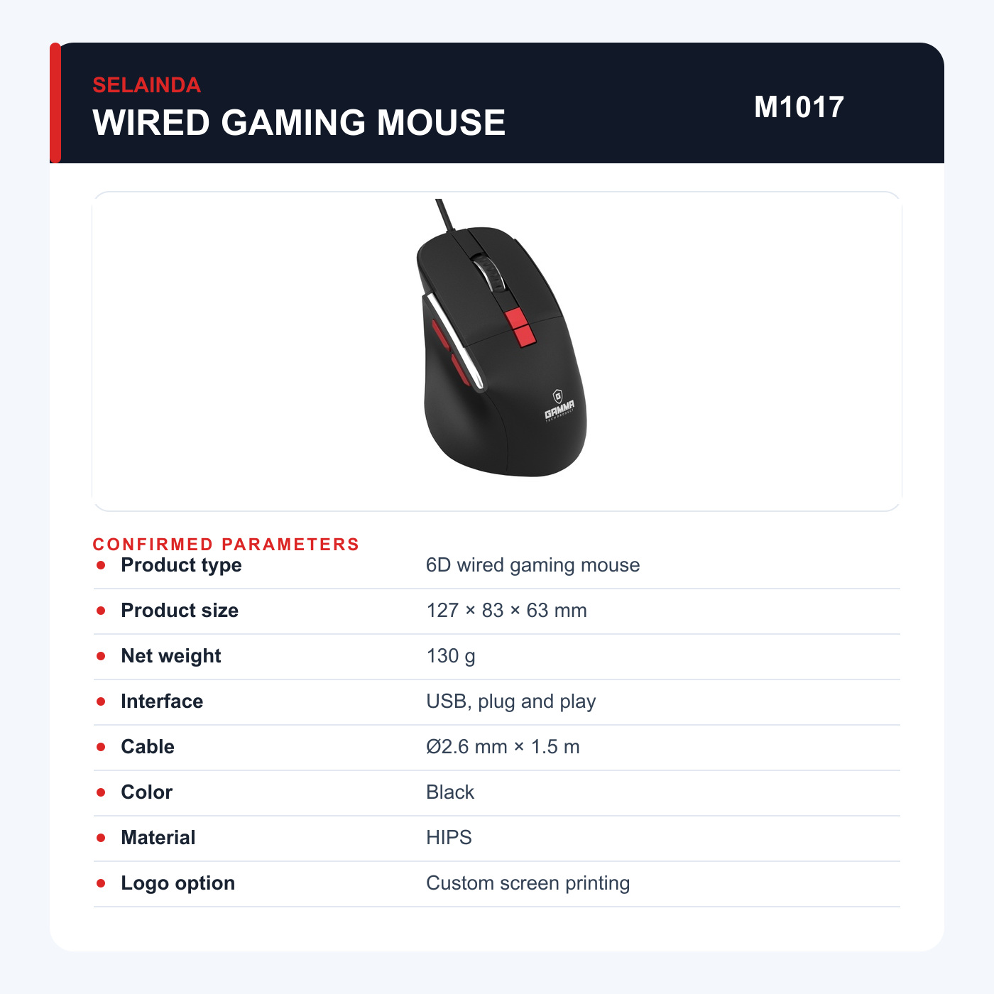 Selainda 6D USB Wired Gaming Mouse with Side Controls M1017