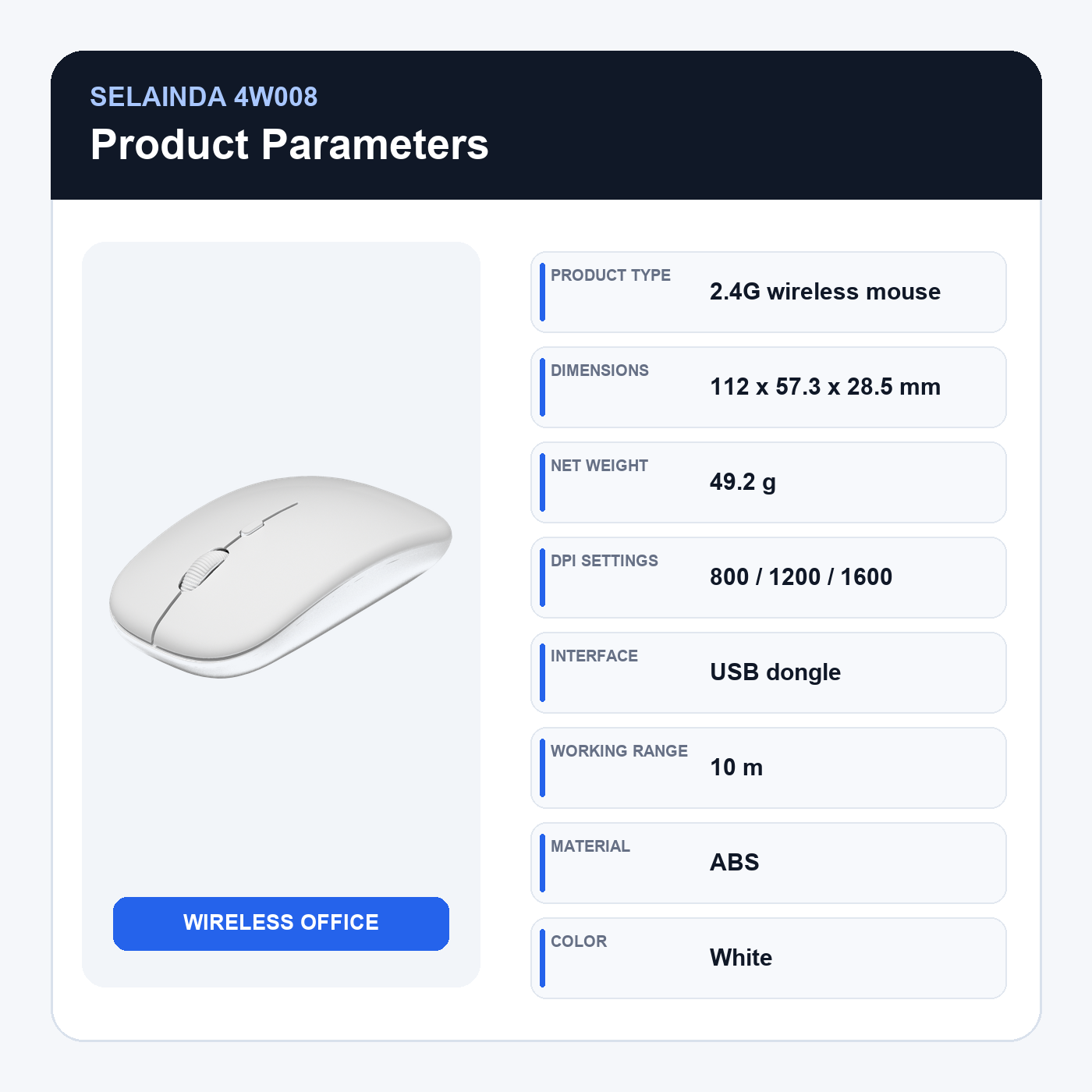 Selainda 2.4G Wireless Office Mouse with Adjustable DPI 4W008