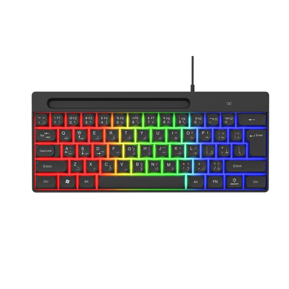 Selainda Arabic-English Rainbow Backlit Gaming Keyboard 7B61