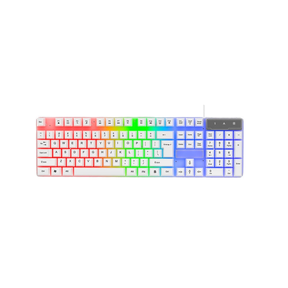 Selainda White 104-Key Rainbow Backlit Gaming Keyboard 7E98